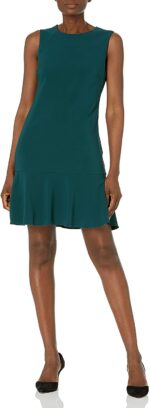 Lark & Ro Women's Sleeveless Crew Neck Ruffle Hem Shift Dress
