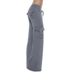Womens Pants Trendy Elastic Casual Cargo Joggers Yoga Pockets Leg Wide Pant