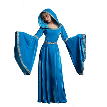 Retro Gothic Round Neck Long Sleeve Medieval Court Halloween Long Dress