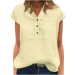 YUNAFFT Womens Tops Plus Size Shirts Clearance Women s Fashion V Neck Leisure Short Sleeve Solid Breathable Tops On Sale