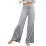 STARVNC Women Pure Color High Waist Drawstring Wide Leg Yoga Pant