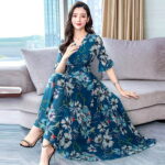 eczipvz Plus Size Summer Dresses Women s off Shoulder Short Sleeve Split Thigh Dress Elegant Dresses Blue M
