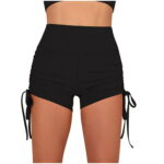 Stamzod Gym Shorts Women High Waist Yoga Solid Short Abdomen Control Training Running Yoga Pants Black L