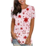 Casual Tops for Women Independence Day Women s Casual Sexy Fashion Summer Round-Neck T-Shirt Printed Short Sleeve Tops Blouse Western Shirts for Women Graphic Tees Clearance