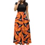 Retro Long Dress Loose Comfy Dress Women Wedding Guest Dress Fall Party Dress Homecoming Dresses Boho Print Dress Orange Small