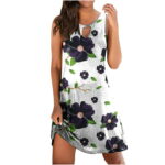 QIIBURR Casual Womens Tops Womens Fashion Printed Comfortable Loose Sleeveless Casual Tops Dress