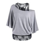 Womens Tops Women Plus Size Lace Loose Casual Long Sleeve Tops Blouse Shirt