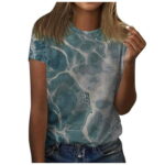 Bazyrey Womens Summer Tops 2023 Floral Printed Blouse Female Round Neck Casual Short Sleeve T-Shirts Top Pink M