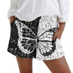 Womens Summer Beach Shorts Elastic Waist Comfy Casual Workout Shorts Loose Fit Printed Lounge Short Pants with Pockets
