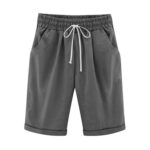 Casual Shorts for Women Summer Cotton Linen Plus Size High Waisted Lacing Beach Workout Pocket Lounge Five Point Pants