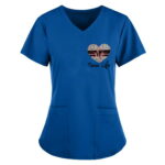 Womens Tops V-Neck Tops Working Uniform Solid Color Pocket Blouse Blue Western Teacher Hawaiian Mama Hugo Boss