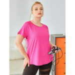 Activewear Hot Pink Women s Plus Size Breathable Softness Raglan Sleeve Sports Tee L2202D 1XL(14)
