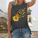 Yilirongyumm Gray S Tank Top For Women Casual Tops Blouse Women Summer Tunic Printing Shirt Sleeveless Tank Women s Blouse