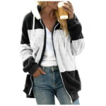 Warm Trendy Coat Hoodie Jacket Womens Winter Jacket Jacket With Pocket Slim Fashion Cardigan Fuzzy Outwear K2-Black Medium
