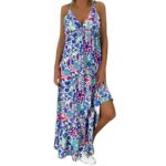 Alrise Dress for Ladies Loose Sleeveless Long DressVestido  Blue  X-Large