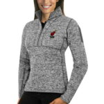Women s Antigua Heather Gray Miami Heat Fortune Half-Zip Pullover Jacket