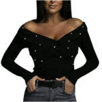 CYMMPU Sexy Blouses for Women Ruffled Tube Ruffle Tight Casual Long Sleeve Mesh T-Shirt Top Pullover Shirt