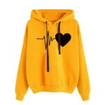 Casual Women’s Long-sleeved Hooded Printed Sweater Women s Hoodies & Sweatshirts Women Dark Sweater Yellow Medium