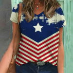 Tejiojio Women Clothes Clearance Fashion Women s Summer V-Neck Short Sleeve Print Casual T-shirt Blouse