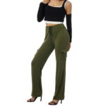 TheFound Women s Straight Leg Pants Basic Style High Waist Solid Joggers with Pockets Yoga Active Sportswear Trousers