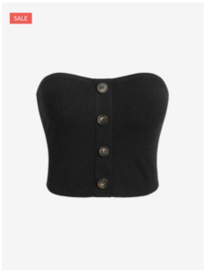 Black strapless tube top with buttons 