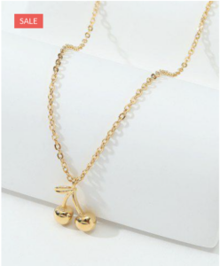 Gold plated cherry necklace