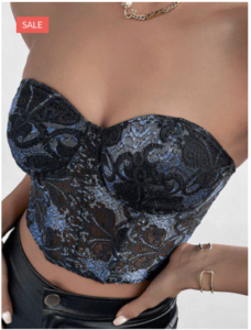 Black summer Tube Top with lace and light floral patterns