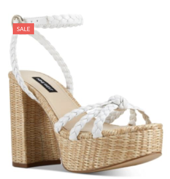 Brown and white platform sandals 