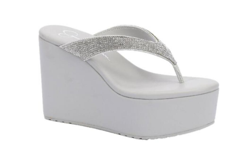 Silver slip on wedges sandals 