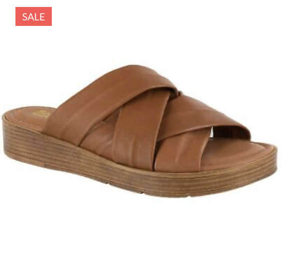 Brown leather flatform sandals 