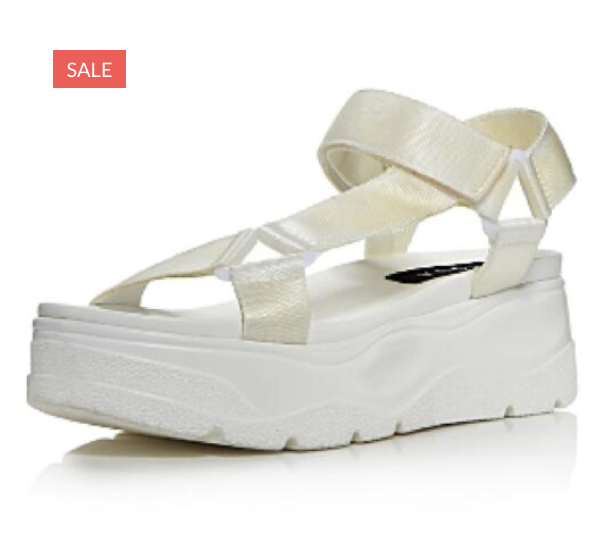 White open toed flatform sandals 