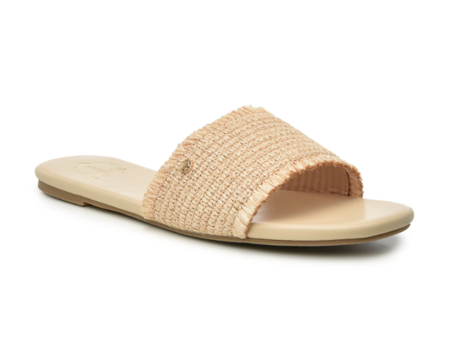 Raffia slip on sandals
