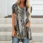 Cotonie Fashion Woman Causal Round Neck Printing Blouse Short Sleeve T-Shirt Summer Tops Big Sale M
