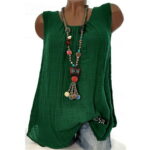 Cotonie Womens Cotton Linen Sleeveless Baggy T-shirt Vest Tee Blouse Tank Tops Plus Size