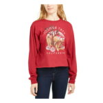 Love Tribe Womens Joshua Tree Grapic Long Sleeved Crop Top Red L