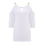 Mubineo Women’s Casual Half Sleeve T-shirt Fashion Solid Color Off-shoulder V-neck Pullover Tops