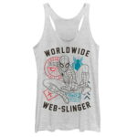 Women s Marvel Spider-Man: Far From Home Worldwide Icons Racerback Tank Top White Heather 2X Large