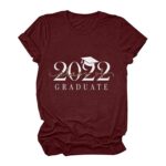 CYMMPU Women s Cute Loose Fitting Shirts Summer Tunic Short Sleeve T shirts Round Neck Work Casual Tops Letter Print Trendy Ladies Blouse
