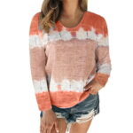 Rovga T-Shirts For Women Color Block Tie Dye Patchwork Crew Neck T Shirt Casual Tee Tops S 5Xl Short Sleeve Dress Tops Graphic T Shirts