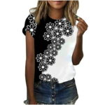 Short Sleeve Shirts for Women Summer Tops 2023 Floral Graphic Summer Slim Fit Tunic Lightweight Tees