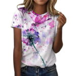 JSGEK Women s Casual Sexy Fashion Summer Round-Neck T-Shirt Printed Short Sleeve Tops Blouse