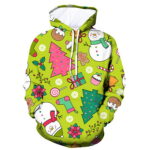 Niuer Women Leisure Long Sleeve Pullover Ladies Loose Fit Hoodies With Pocket Winter Snowman Printed Casual Sweatshirt Style I XL