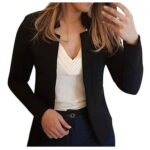 Lapel Collar Oversized Jackets Open Front Blazer Casual Long Sleeve Jacket Women s Blazers & Suit Work Office Blazer Black Medium