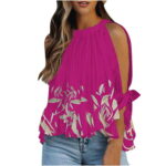 Cute Summer Tops for Women Cold Shoulder Split Lace up Sleeves Flowy Tops and Blouses Ruffle Pleated Crop Tops T Shirts