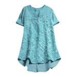 Pianpianzi under Garments Ladies Womens Summer Dress Tops Top Woman Clothes Women Casual Plus Size O-Neck Printed Loose Button Tunic Shirt Blouse Tops