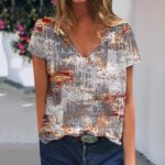 kpoplk Cute Graphic Tees for Women Womens Tops Fashion Short Sleeve V Neck Tees Floral T Shirt Printed Side Split Tunic Basic Tops(U L)