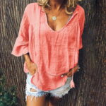 Cotonie Women Summer Tops Casual Short Sleeve Round-Neck Solid Blouse T-Shirt XXL