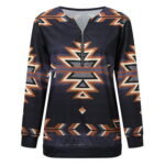 T-Shirts For Women Casual Long Sleeve V-Neck Zipper Vintage Ethnic Pullover Floral Printed Hoodless Pulr Lightweight Sweatshirt Top Blouse Top Blouse