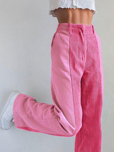 Light pink colorblock corduroy wide leg pants