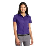 Port Authority Ladies Short Sleeve Easy Care Shirt. L508   L508   Purple/Light Stone   X-Small
